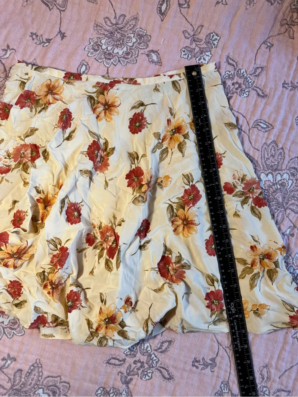 Eddie Bauer Cream Floral Skirt with Red & Yellow Blooms